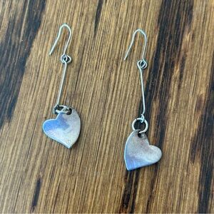 Real silver drop earrings delicate hearts